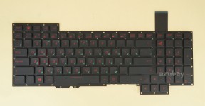 Russian Keyboard RU русский Клавиатура for Laptop Asus G751 G751J G751JL G751JM G751JT G751JY GFX71JT GFX71JY, For Backlight Version, Red Letters, No Frame