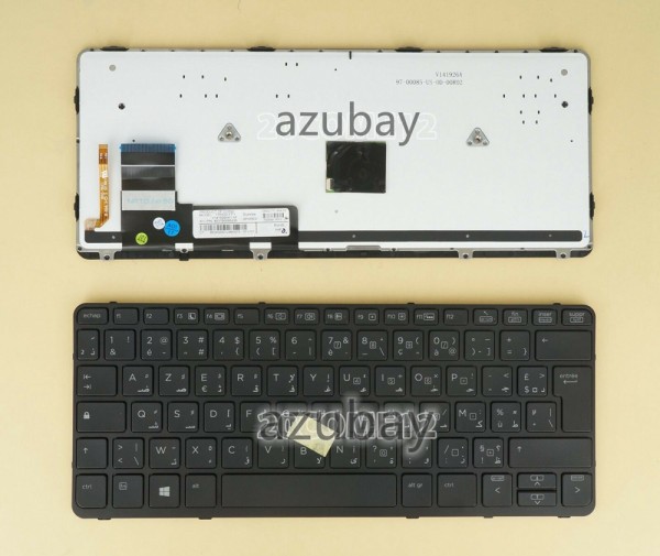 Arabic AR & US Keyboard for Laptop HP EliteBook 820 G1, 820 G2, 720 G1, 720 G2, 725 G2, Backlit, Black with Frame