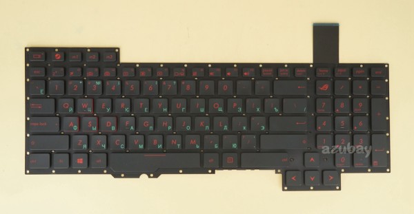Russian Keyboard RU русский Клавиатура for Laptop Asus 0KNB0-E601RU00 ASM14C33SUJ442, For Backlight Version, Red Letters, No Frame