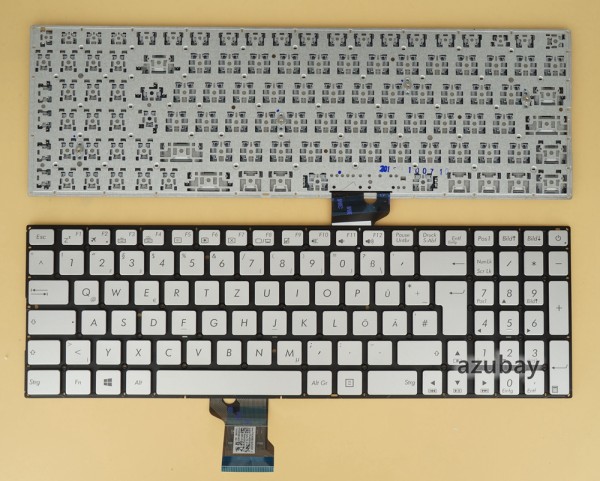 German Keyboard DE QWERTZ Deutsche Tastatur for Laptop Asus 0KNB0-662DGE00 NSK-USLBQ 0G 9Z.N8SBQ.L0G, Silver No Frame, For Backlight version