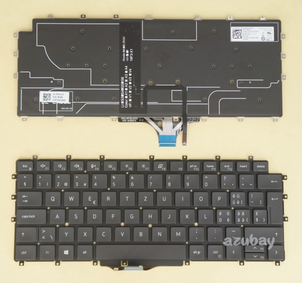 Swiss German CH SW QWERTZ Schweiz Tastatur Keyboard for Laptop DELL Latitude 9510 2 in 1, Backlit, Black No Frame