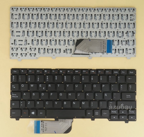 Spanish Keyboard SP Español Teclado for Laptop Lenovo Ideapad 100s-11IBY ( Type 80R2 ), Black No Frame
