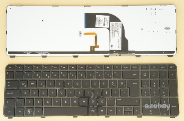 Turkish Keyboard TR Türkçe klavye for HP 681981-141, Backlit, Black with Frame