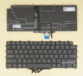 US UI English Keyboard for DELL Latitude 9510 2 in 1, Backlit, Black No Frame, Pulled.