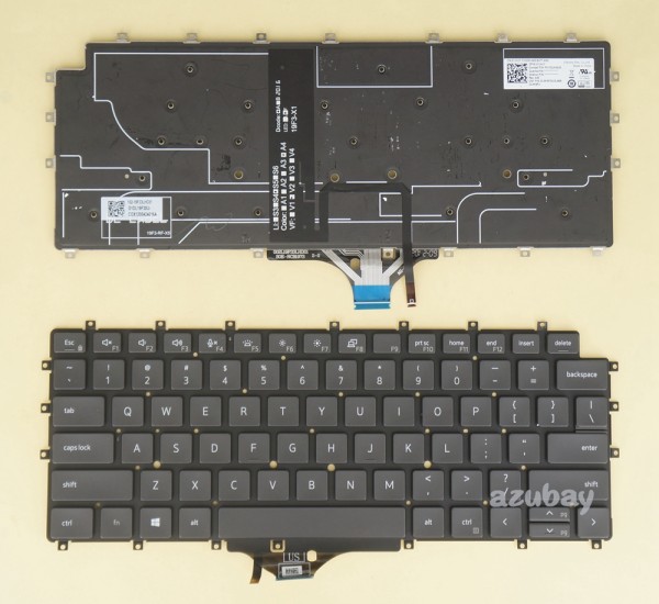 US UI English Keyboard for DELL Latitude 9510 2 in 1, Backlit, Black No Frame, Pulled.