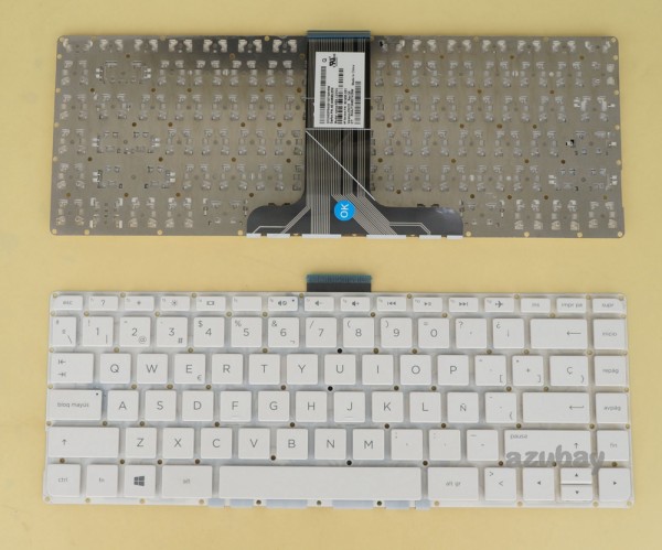 Spanish Keyboard SP Español Teclado for Laptop HP Stream 14-ax 14-ax000 14-ax000ns 14-ax001la 14-ax001ns 14-ax002la 14-ax002ns 14-ax003ns 14-ax004la 14-ax004ns 14-ax005la 14-ax005ns 14-ax007ns 14-ax021la 14-ax022la 14-ax023la 14-ax024la 14-ax025la 14-ax026la 14-ax027la 14-ax028la 14-ax029la 14-ax031la 14t-ax000, White No Frame, with horizontal Enter