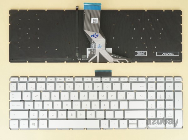 Spanish Keyboard SP Español Teclado for Laptop HP Pavilion Envy 15-bk000 15t-aq000 15t-aq100 15t-as000 15t-as100 15t-au000 15t-au100 15t-bc000 15t-bc200 15z-ar000 15z-aw000 17-ab000 17-ab001ns 17-ab002ns 17-ab003ns 17-ab004ns 17-ab005ns 17-ab006ns 17-ab007ns 17-ab200ns 17-ab203ns 17-ab204ns 17-ab205ns 17t-ab000 17t-ab200 m6-aq000 m6-ar000, Backlit, Silver No Frame