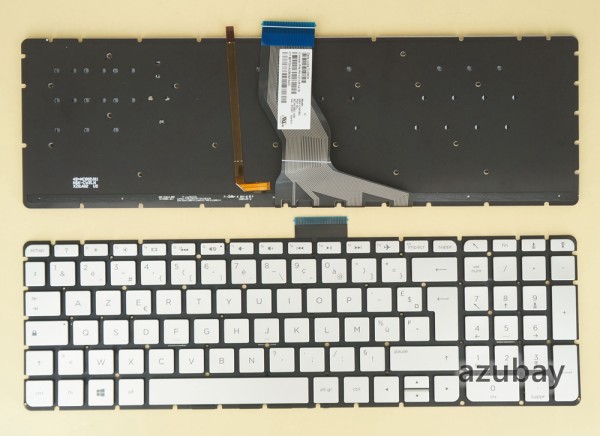 French Keyboard AZERTY Français Clavier for HP PK131CR1A16 NSK-CW5BC 9Z.NC8BC.506, Backlit, Silver No Frame, with Vertical Enter