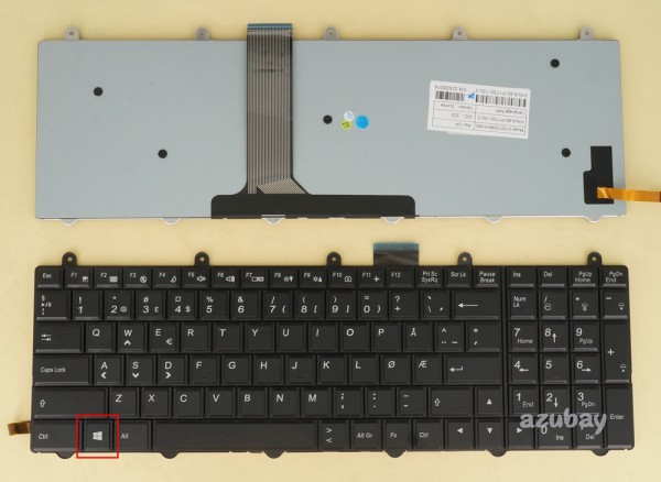 Norwegian Keyboard Norsk tastatur for Laptop Laptop Clevo V132150BK3 NW 6-80-P17S0-130-3, RGB Backlight, Black, Win 8 Version, Win key on the left