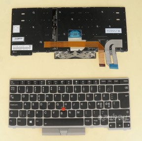 Nordic Keyboard For Lenovo Thinkpad T490 (20N2 20N3), E490 ( 20N8 20N9), E495 ( 20NE), T495 ( 20NJ 20NK) Silver Frame Backlit