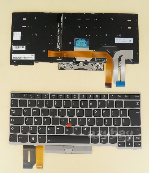 Italian Keyboard For Lenovo Thinkpad L390 ( 20NR 20NS) L490 ( 20Q5 20Q6) Silver Frame Backlit