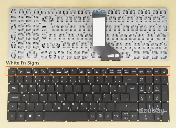 Slovenian Croatian Keyboard for Acer Aspire  A615-51 A615-51G White Fn Keys
