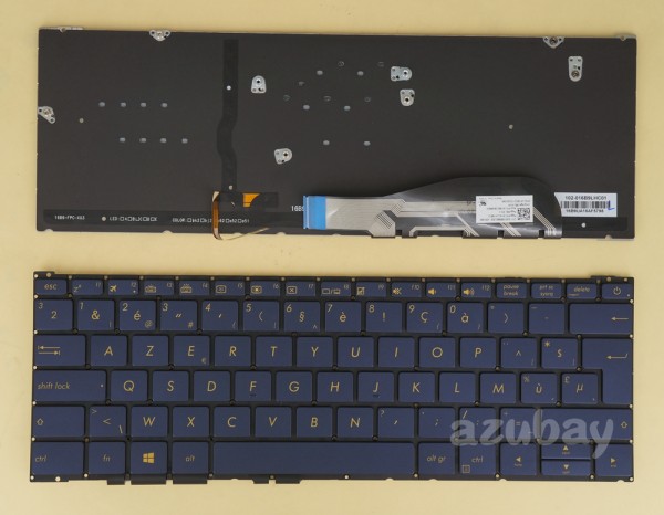 Belgian AZERTY Keyboard for ASUS 0KN0-UW1BE22 Dark Blue, Backlit