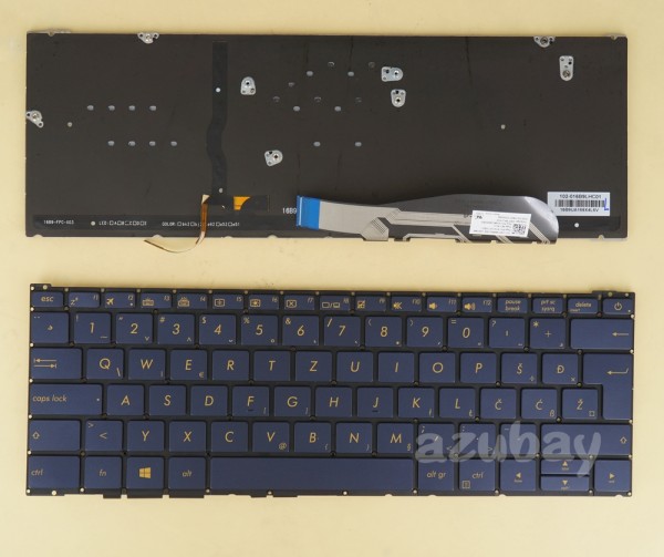 Slovenian SL Croatian Keyboard for ASUS 0KN0-UW1WB22 Dark Blue, Backlit