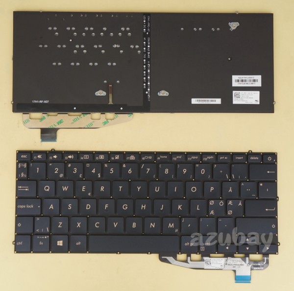 Norwegian Swedish Finnish Keyboard for ASUS 0KN1-3V2ND12 Dark Blue, Backlit
