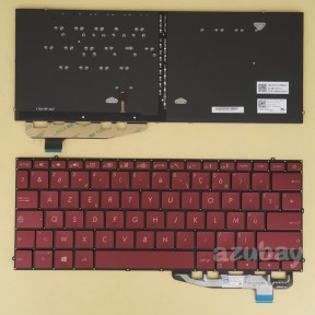 French AZERTY Français Keyboard for ASUS 0KNB0-2609FR00, 0KN1-4Q1FR12  Red, Backlit