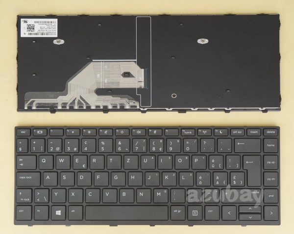 Swiss QWERTZ Tastatur Keyboard For HP Probook L01072-BG1  L04645-BG1 Black Frame