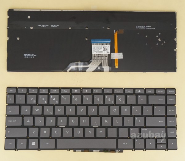 Portuguese Keyboard for HP Envy 13-ad098np 13-ad099np, Backlit, Gray Black