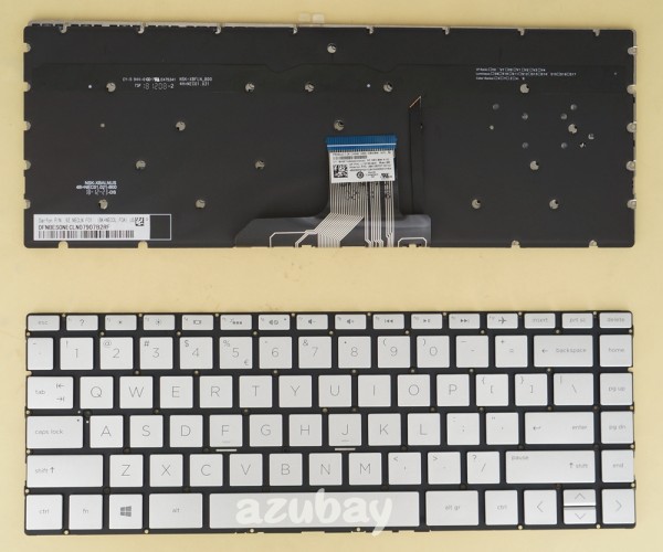 US Keyboard for Laptop HP Pavilio 13-an0084tu 13-an0085tu 13-an0086tu Silver, Backlit
