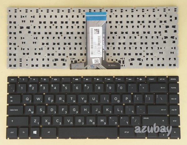 Hebrew Keyboard Israel HE HB מקלדת עברית for HP Pavilion 14-bf100nj 14-bf102nj Black