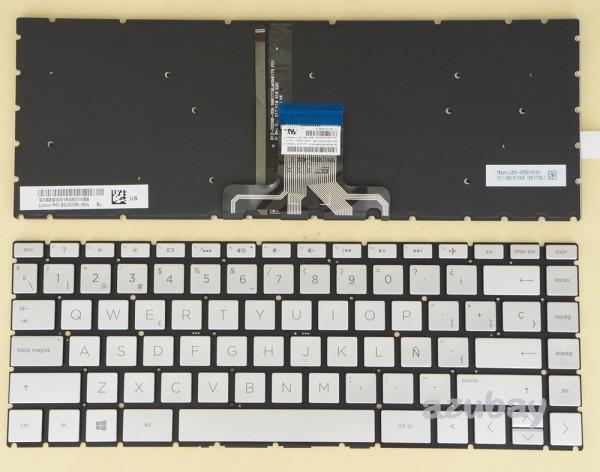 Spanish Keyboard Español Teclado for HP Home 14-ck1023la 14-ck1035la, Silver, Backlit