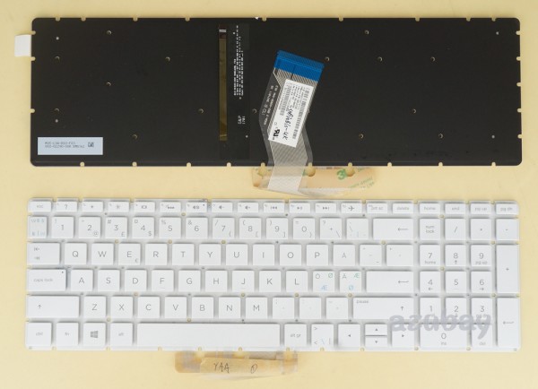 Scandinavian Nordic SD FI DK NW Keyboard for HP 17-ar000 17-bs000 17-bs100 White, Backlit