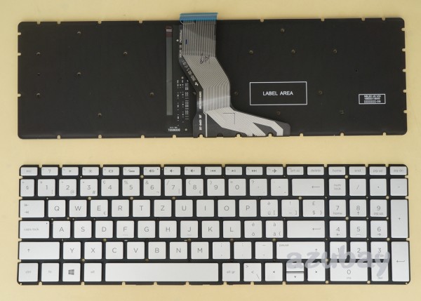 Swiss QWERTZ Tastatur Keyboard For HP Home 15-bs600 15-bs700, Silver, Backlit