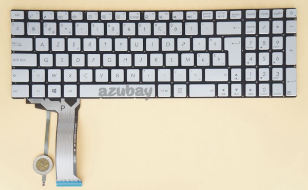Belgian AZERTY Keyboard for Laptop Asus R555JK R555JM R555JQ R555ZU Silver,With Backlight
