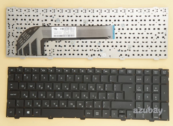 Hebrew Keyboard Israel HE HB מקלדת עברית for Laptop HP Probook 4745S 639396-BB1 Black, No Frame