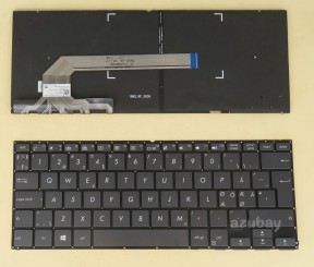Scandinavian Nordic SD FI DK NW Keyboard for ASUS ZenBook Flip S Q325UA Gray Black, Backlit