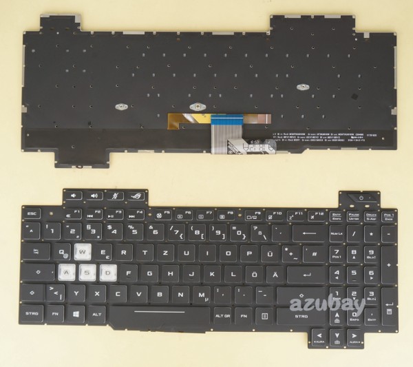 German DE QWERTZ Keyboard for Asus ROG Strix SCAR II GL704GW RGB Backlight, Black