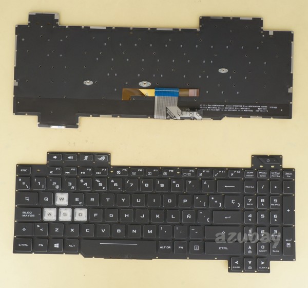 Spanish Keyboard SP Español Teclado for Laptop Asus ROG Strix SCAR II GL704GV RGB Backlight, Black