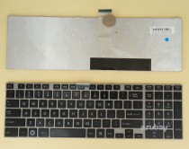US UI English Keyboard for Toshiba Satellite L855 L855D L870 L870D L875 Black with Silver Frame