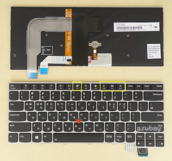 Korean KR & US Keyboard for Lenovo Thinkpad 01EN878 01EN919 Backlit, Black with Silver Frame