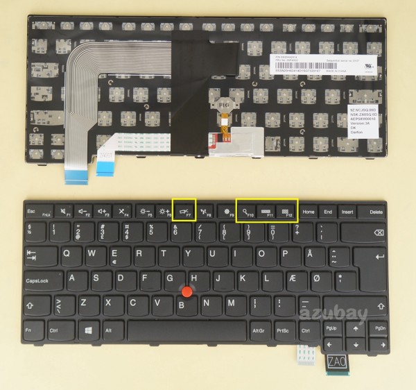 Danish Keyboard Dansk tastatur for Lenovo Thinkpad T470S (Type 20HF 20HG 20JS 20JT) Black with Black Frame