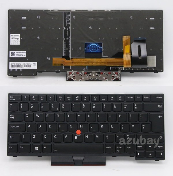 UK GB British Keyboard for Lenovo Thinkpad P14s Gen 1 (Type 20S4, 20S5, 20Y1, 20Y2) Backlit, Black with Black Frame, Pulled