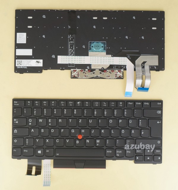 German DE QWERTZ Keyboard for Lenovo Thinkpad P14s Gen 1 (Type 20S4, 20S5, 20Y1, 20Y2) Backlit, Black with Black Frame