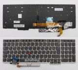 Swedish Finnish tangentbord Keyboard For Lenovo Thinkpad E580 (Type 20KS 20KT) Backlit, Black with Silver Frame