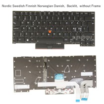 Nordic SD FI ND DK Laptop Keyboard For Lenovo Thinkpad T14s Gen1, X1 Extreme 3rd Gen, P1 Gen 3, 20T0 20T1 20UH 20UJ  20TK 20TL 20TH 20TJ Backlit, No Frame