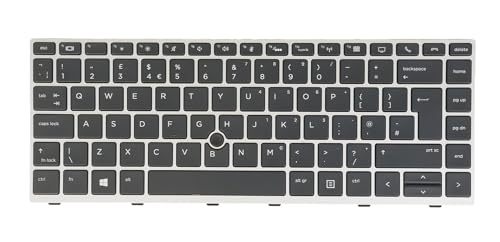 Laptop Replacement Keyboard for HP ZBook 14u G5 G6, Elitebook 840 G5/G6, 846 G5/G6, 745 G5 /G6, L11307-031 L14377-031, Backlit (UK GB Layout, Silver Frame)