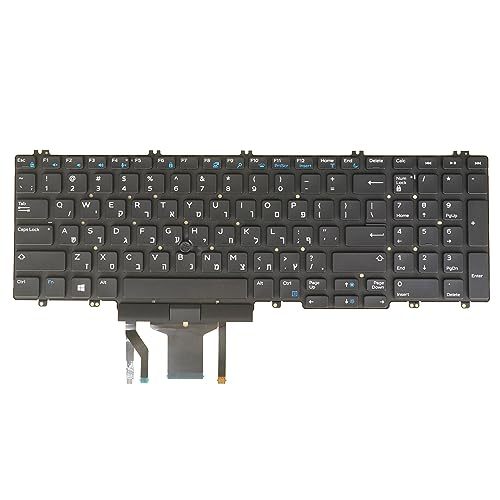 HB HE Hebrew Layout- Laptop Keyboard for Dell Precision 7530 7730 E7530 M7530 7540 7740 030WMD 30WMD, Backlit, with TrackPointer
