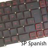 SP Spanish Layout- Laptop Keyboard for Acer Aspire Nitro AN515-44 AN515-55 AN517-52 LG05P_N10BRL, Red Backlit, Black No Frame