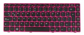 Latin Spanish Layout Laptop Keyboard for Lenovo Z470 Z470a Z475 Z370, 25013186 25013130 25013157 Purple Red Frame