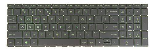 US Int'l English Layout - Laptop Keyboard for HP 15-da 15-da0000 15-db 15-db0000 15-db1000 15-dw 15-dw0000 15g-dr0000 15q-ds0000, Green Backlight