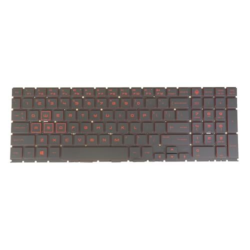 US English Layout- Laptop Keyboard for HP OMEN 15-dh 15-dh1xxx 15-dh1000 NSK-XP1BC 9Z.NF3BC.101 PK132JZ1A00, Red Backlit