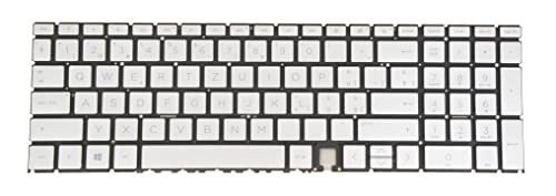 Laptop Keyboard for HP Envy 15-ed 15-ee 15z-ee 15m-ed 15m-ee 17-cg 17m-cg 17t-cg 17-ch 17t-ch 17m-ch 15-ed0000 15-ee0000 17-cg0000 17-ch0000 Backlit Silver (Swiss QWERTZ ÄÖÜÉ)