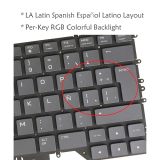 LA Latin Spanish Layout- Laptop Keyboard for DELL Alienware M15 R2 / R3, 0800DR, Per-Key RGB Colorful Backlight Black, Without Frame