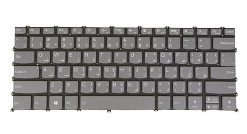Laptop Keyboard for Lenovo IdeaPad 1-14ADA7, 1-14ALC7, 1-14AMN7, 1-14IAU7, 1-14IGL7, 1-14IJL7, 82R0 82R3 82VF 82QC 83AF 82V6 82LV PR4SB Backlit (Arabic المفاتيح العربية Layout, Gray)