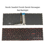 Nordic Layout Laptop Keyboard for MSI MS-17E5 MS-17E7 MS-17F1 MS-17F2 MS-17F3 MS-17F4 MS-17FK, Red Backlit