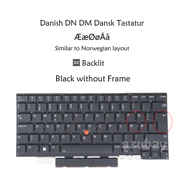 Dansk layout bærbar tastatur til Lenovo Thinkpad X1 Carbon 9th 20XW 20XX med baglygte
